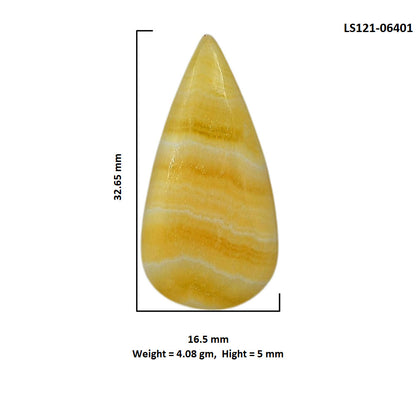 Yellow Aragonite 16.5x32.65x5 mm Pear Shape Polished Gemstone LS121-06401