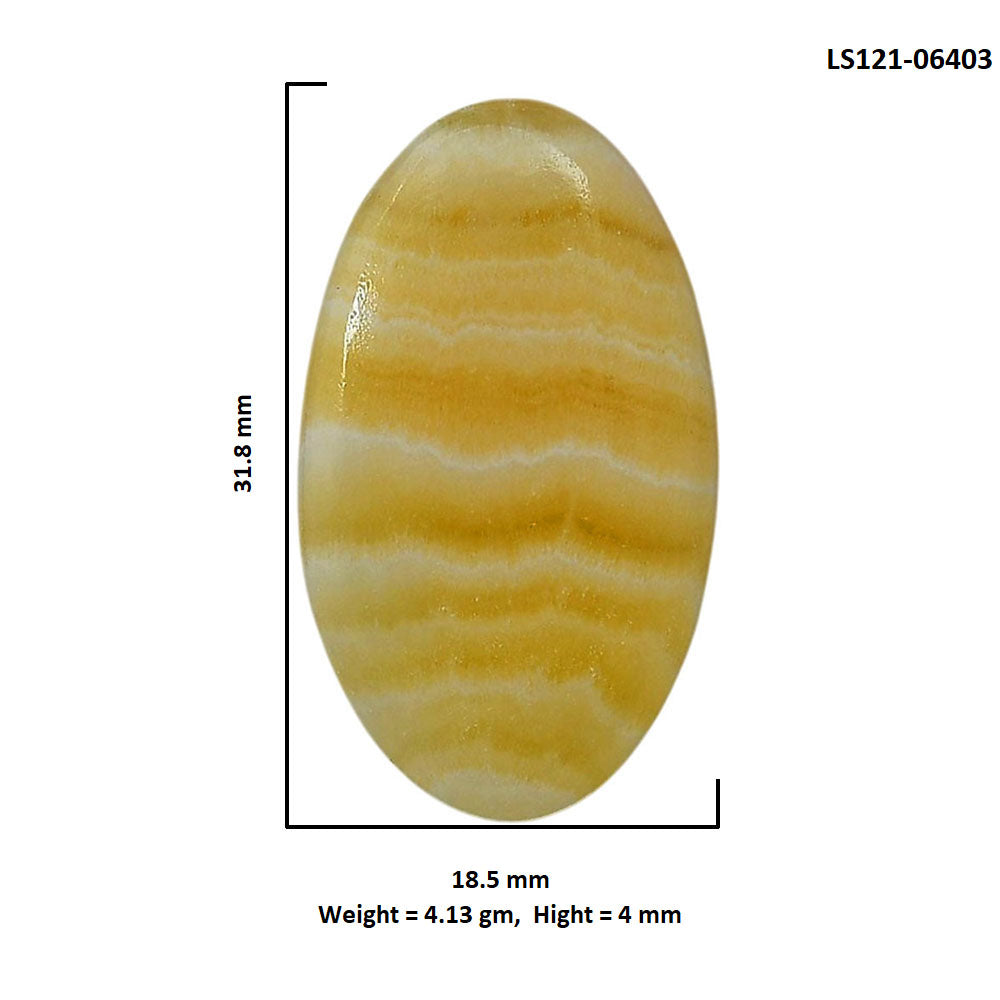 Yellow Aragonite 18.5x31.8x4 mm Oval Shape Polished Gemstone LS121-06403