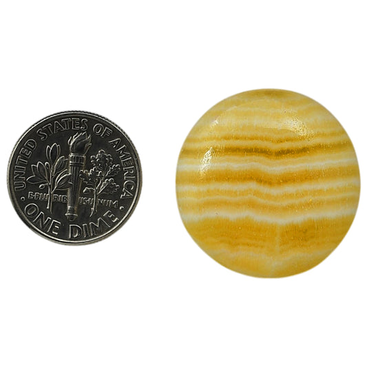 Yellow Aragonite 24.7x24.7x5 mm Round Shape Polished Gemstone LS121-06406