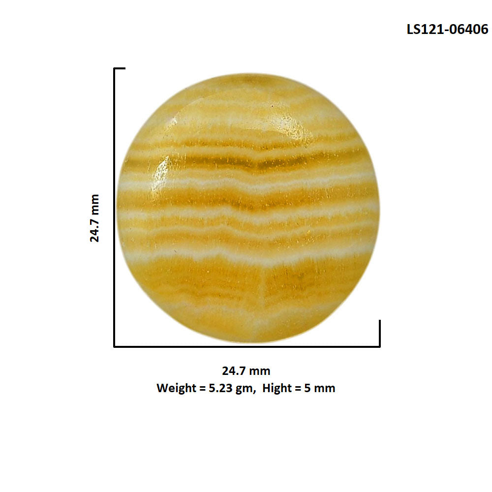 Yellow Aragonite 24.7x24.7x5 mm Round Shape Polished Gemstone LS121-06406