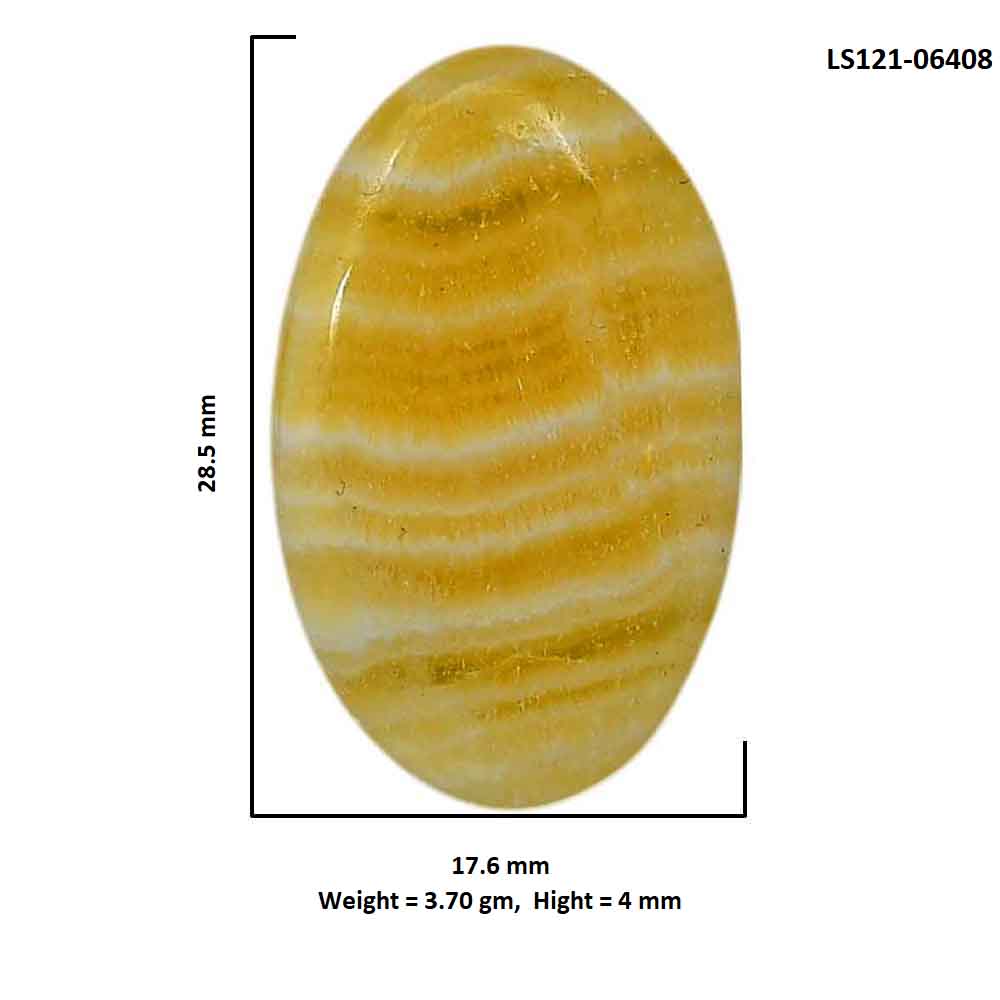 Yellow Aragonite 17.6x28.5x4 mm Oval Shape Polished Gemstone LS121-06408