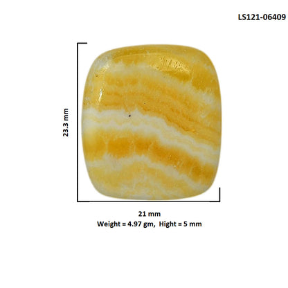 Yellow Aragonite 21x23.3x5 mm Cushion Shape Polished Gemstone LS121-06409