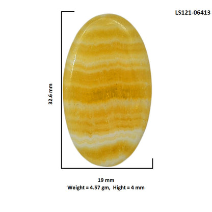 Yellow Aragonite 19x32.6x4 mm Oval Shape Polished Gemstone LS121-06413