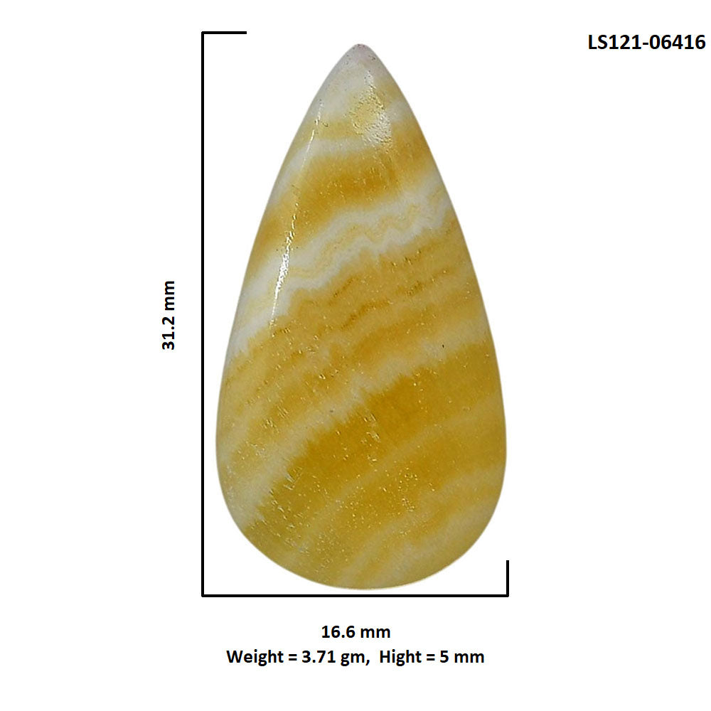 Yellow Aragonite 16.6x31.2x5 mm Pear Shape Polished Gemstone LS121-06416