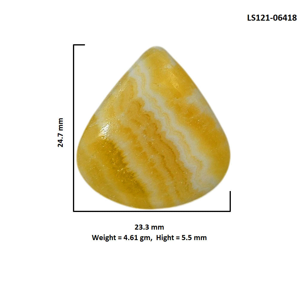 Yellow Aragonite 23.3x24.7x5.5 mm Heart Shape Polished Gemstone LS121-06418
