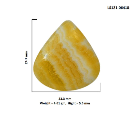 Yellow Aragonite 23.3x24.7x5.5 mm Heart Shape Polished Gemstone LS121-06418