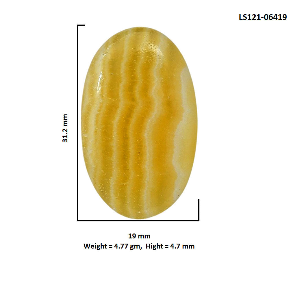 Yellow Aragonite 19x31.2x4.7 mm Oval Shape Polished Gemstone LS121-06419