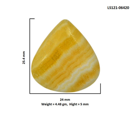 Yellow Aragonite 24x25.4x5 mm Heart Shape Polished Gemstone LS121-06420