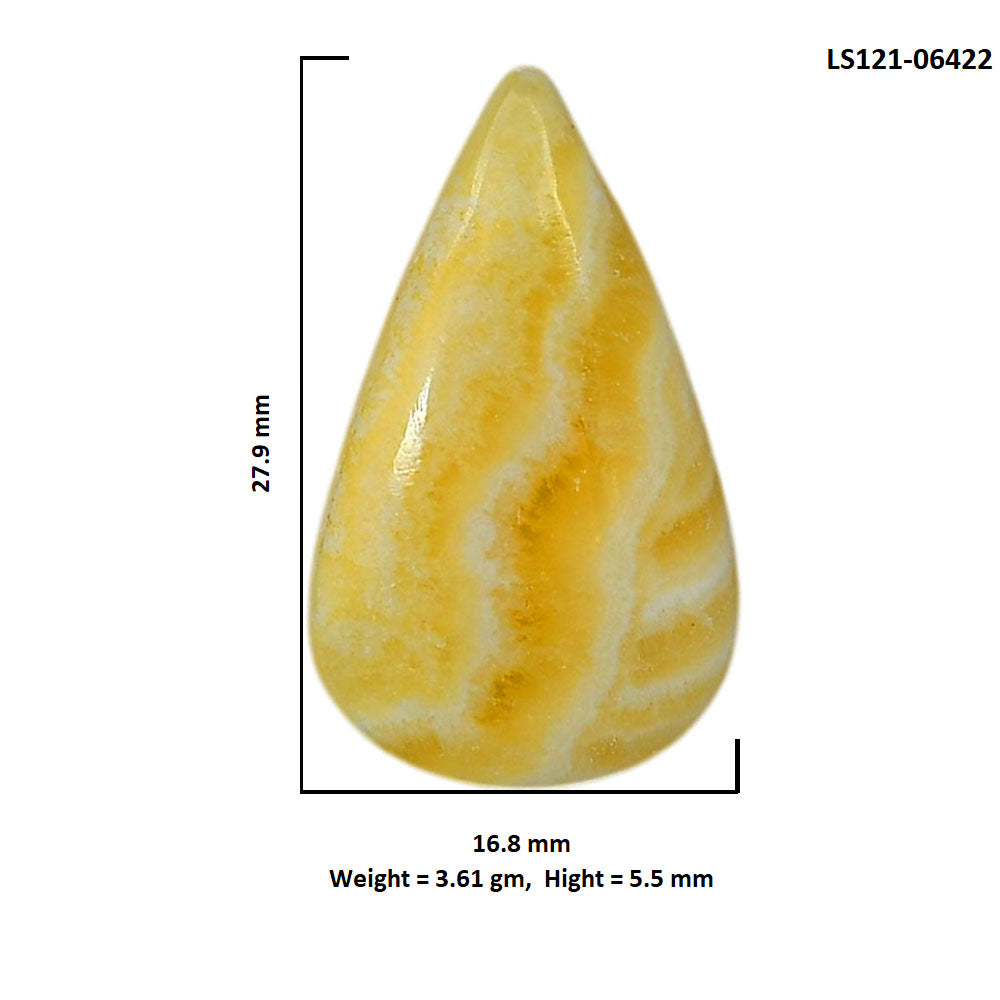 Yellow Aragonite 16.8x27.9x5.5 mm Pear Shape Polished Gemstone LS121-06422