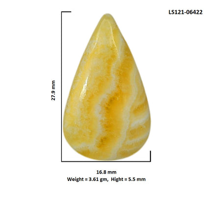 Yellow Aragonite 16.8x27.9x5.5 mm Pear Shape Polished Gemstone LS121-06422