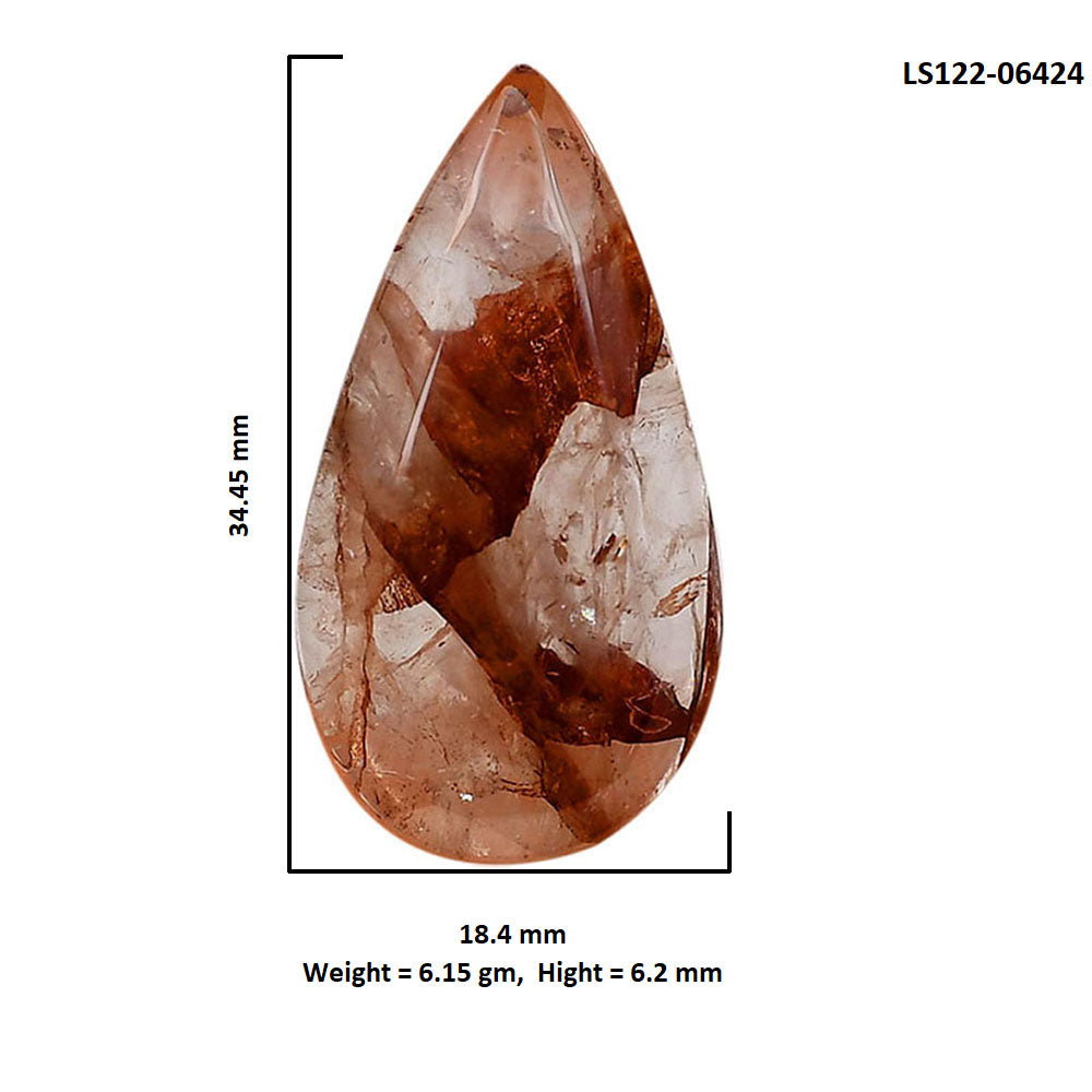 Red Fire Quartz 18.4x34.45x6.2 mm Pear Shape Polished Gemstone LS122-06424