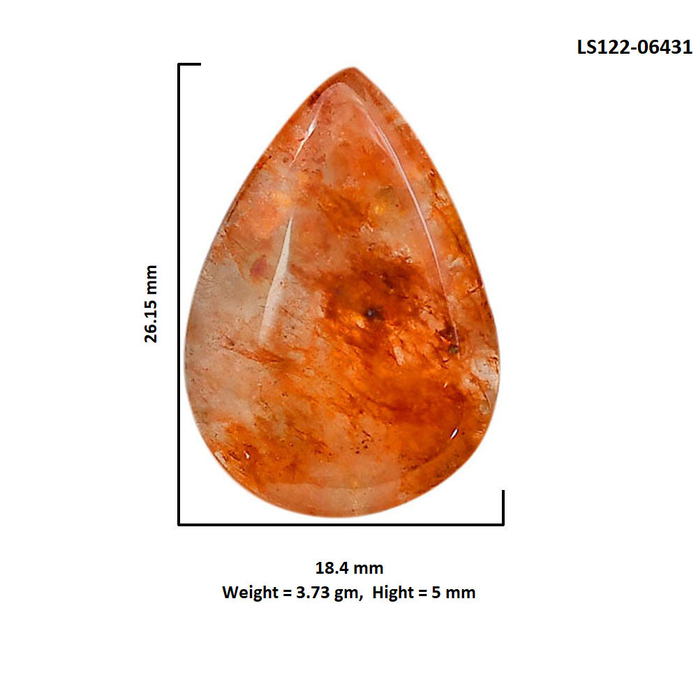 Red Fire Quartz 18.4x26.15x5 mm Pear Shape Polished Gemstone LS122-06431
