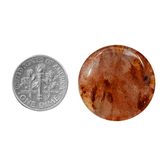 Red Fire Quartz 27.7x27.7x4.5 mm Round Shape Polished Gemstone LS122-06446