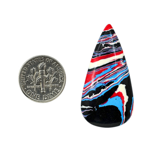 Fordite Detroit Agate 19.8x38.9x4.5 mm Pear Shape Polished Gemstone LS123-06447