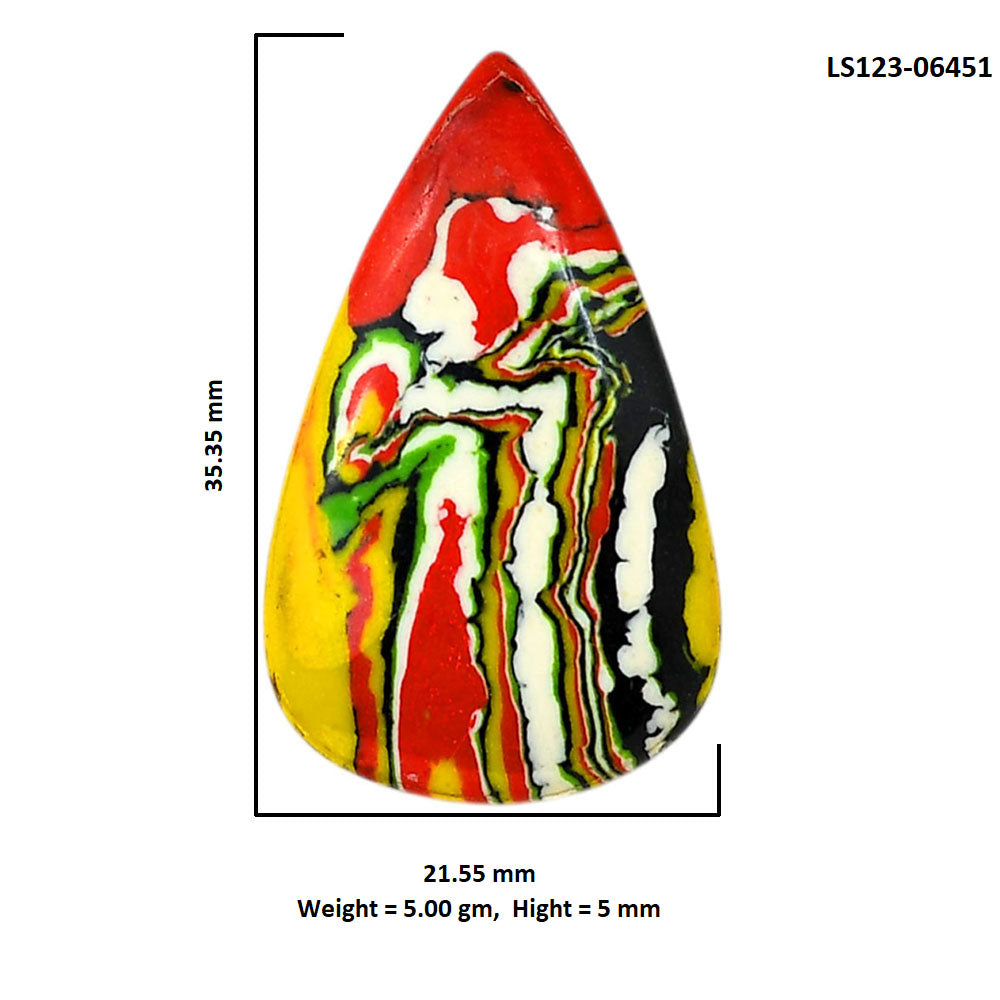 Fordite Detroit Agate 21.55x35.35x5 mm Pear Shape Polished Gemstone LS123-06451