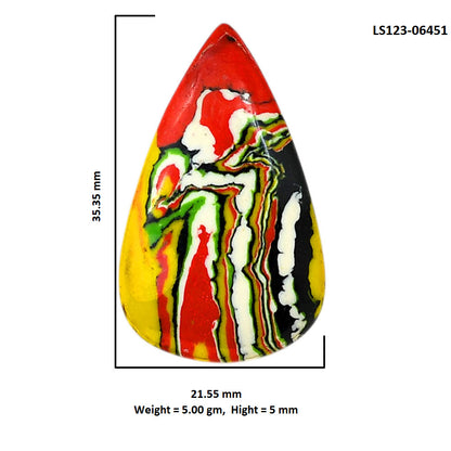 Fordite Detroit Agate 21.55x35.35x5 mm Pear Shape Polished Gemstone LS123-06451