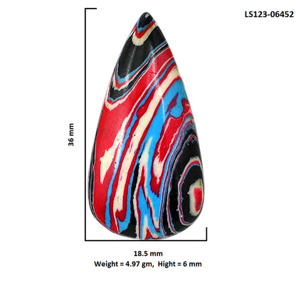Fordite Detroit Agate 18.5x36x6 mm Pear Shape Polished Gemstone LS123-06452