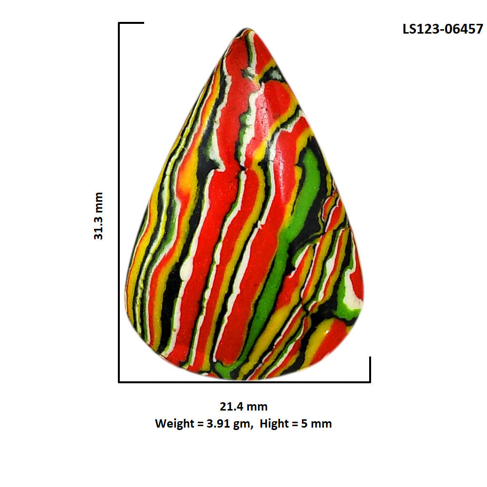 Fordite Detroit Agate 21.4x31.3x5 mm Pear Shape Polished Gemstone LS123-06457