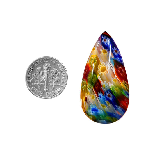 Millefiori Murano Glass 20.2x38.15x6 mm Pear Shape Polished Gemstone LS124-06460