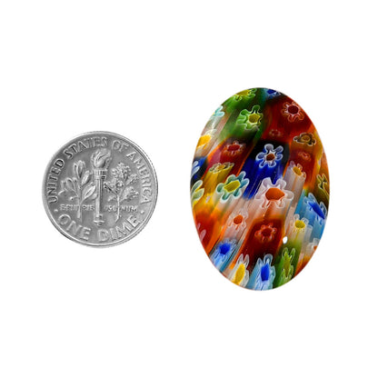 Millefiori Murano Glass 22x31.8x6.5 mm Oval Shape Polished Gemstone LS124-06461