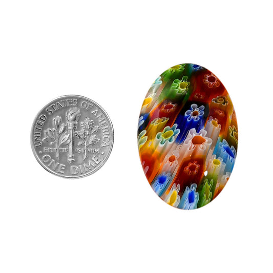 Millefiori Murano Glass 22x31.8x6.5 mm Oval Shape Polished Gemstone LS124-06461