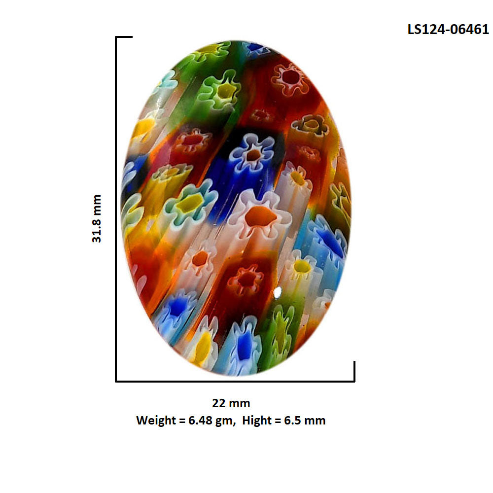 Millefiori Murano Glass 22x31.8x6.5 mm Oval Shape Polished Gemstone LS124-06461