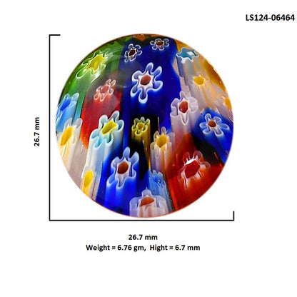 Millefiori Murano Glass 26.7x26.7x6.7 mm Round Shape Polished Gemstone LS124-06464