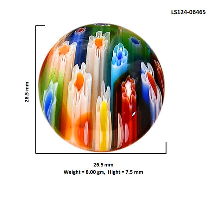 Millefiori Murano Glass 26.5x26.5x7.5 mm Round Shape Polished Gemstone LS124-06465