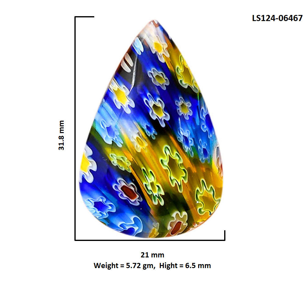 Millefiori Murano Glass 21x31.8x6.5 mm Pear Shape Polished Gemstone LS124-06467
