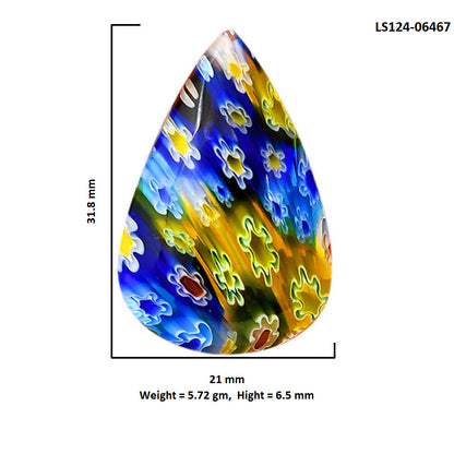 Millefiori Murano Glass 21x31.8x6.5 mm Pear Shape Polished Gemstone LS124-06467