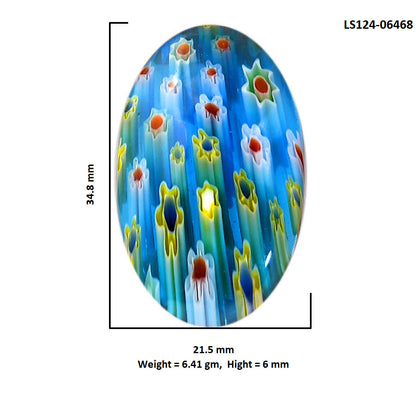 Millefiori Murano Glass 21.5x34.8x6 mm Oval Shape Polished Gemstone LS124-06468