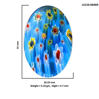Millefiori Murano Glass 20.25x31x5.7 mm Oval Shape Polished Gemstone LS124-06469