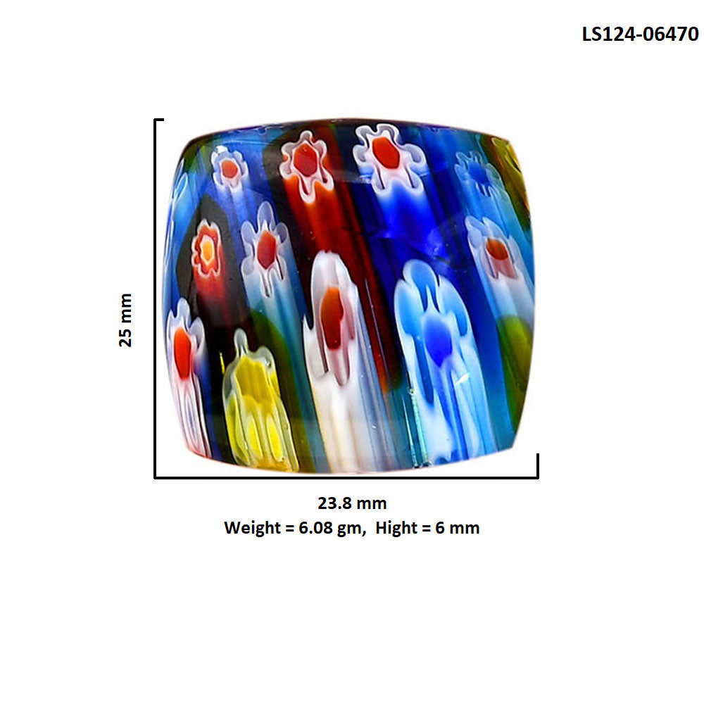 Millefiori Murano Glass 23.8x25x6 mm Cushion Shape Polished Gemstone LS124-06470