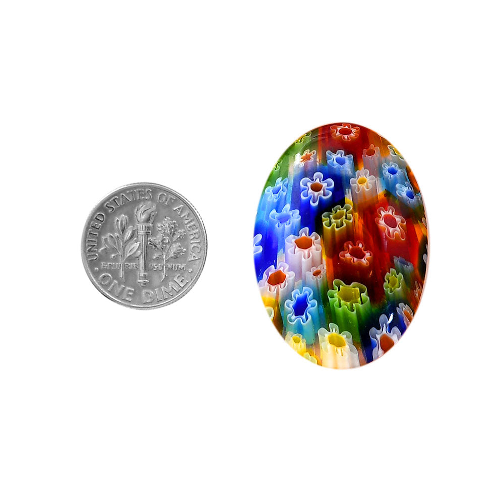 Millefiori Murano Glass 23.4x32.65x5.5 mm Oval Shape Polished Gemstone LS124-06471
