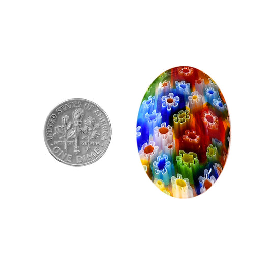 Millefiori Murano Glass 23.4x32.65x5.5 mm Oval Shape Polished Gemstone LS124-06471