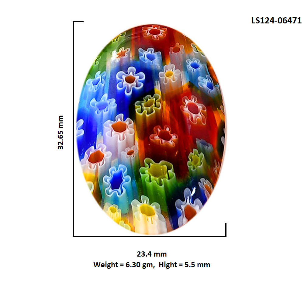Millefiori Murano Glass 23.4x32.65x5.5 mm Oval Shape Polished Gemstone LS124-06471