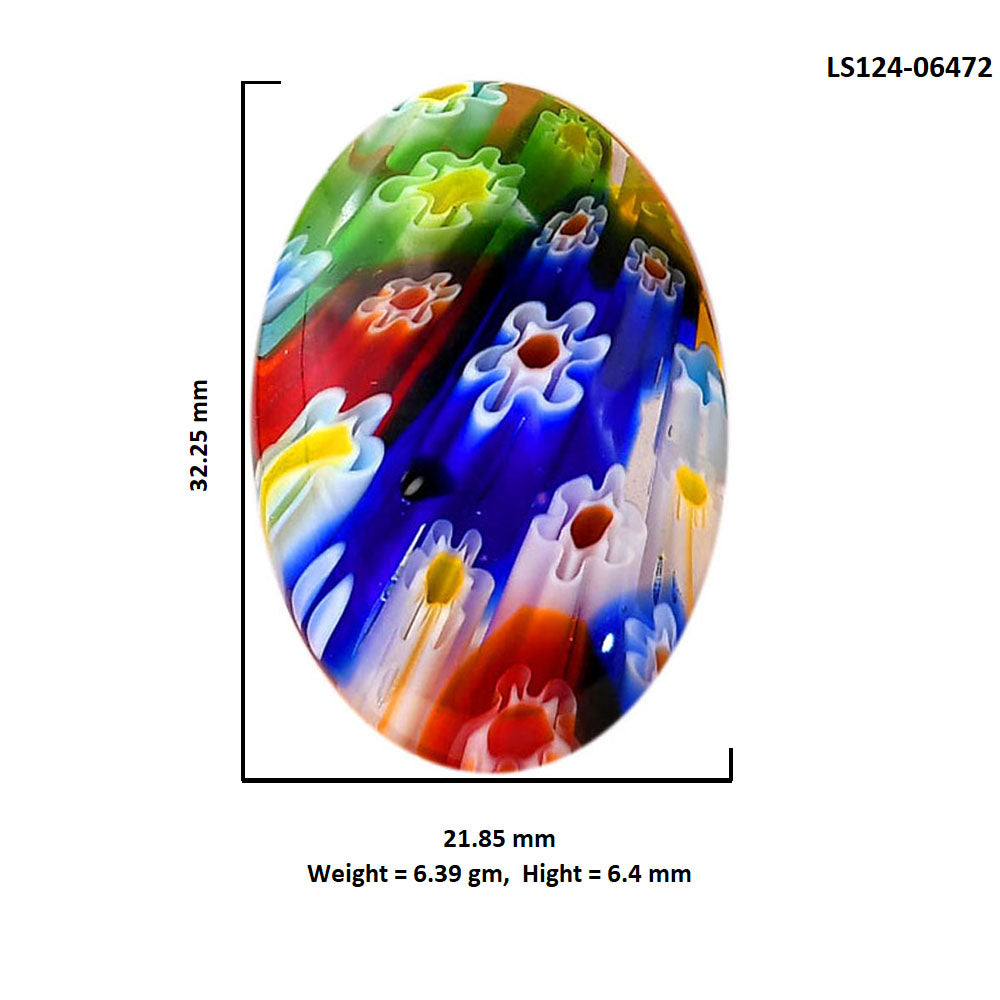 Millefiori Murano Glass 21.85x32.25x6.4 mm Oval Shape Polished Gemstone LS124-06472