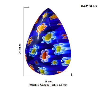 Millefiori Murano Glass 18x26.3x6.5 mm Pear Shape Polished Gemstone LS124-06473