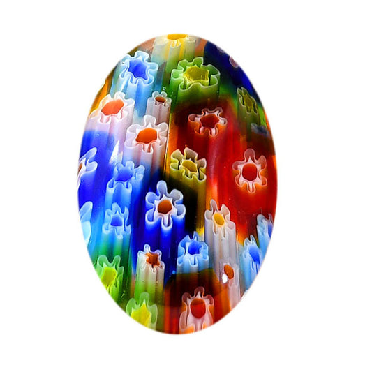 Millefiori Murano Glass 22.3x33.7x5.7 mm Oval Shape Polished Gemstone LS124-06475