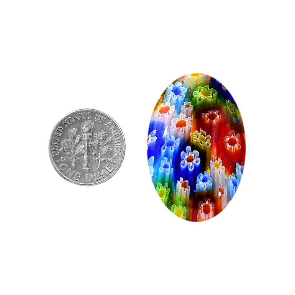 Millefiori Murano Glass 22.3x33.7x5.7 mm Oval Shape Polished Gemstone LS124-06475