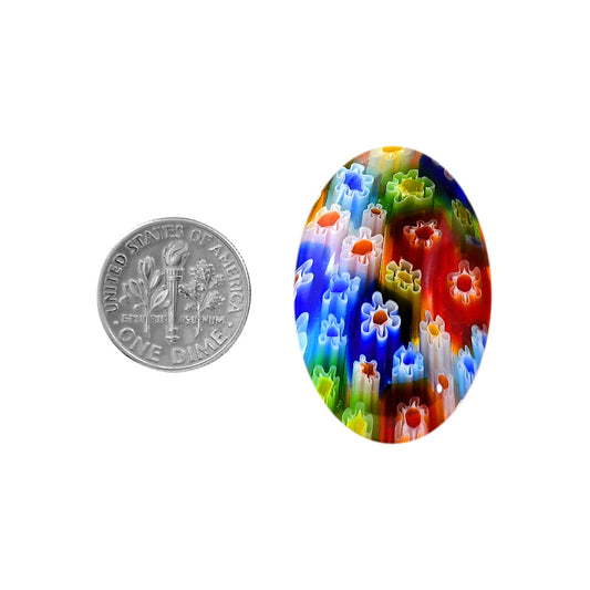 Millefiori Murano Glass 22.3x33.7x5.7 mm Oval Shape Polished Gemstone LS124-06475