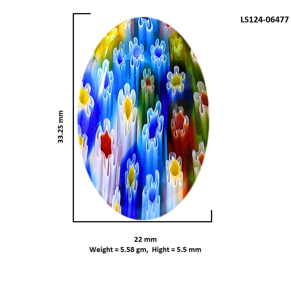 Millefiori Murano Glass 22x33.25x5.5 mm Oval Shape Polished Gemstone LS124-06477