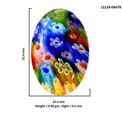 Millefiori Murano Glass 22.4x32.4x6.5 mm Oval Shape Polished Gemstone LS124-06478