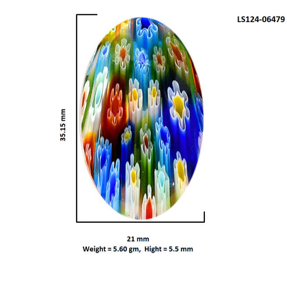 Millefiori Murano Glass 21x35.15x5.5 mm Oval Shape Polished Gemstone LS124-06479