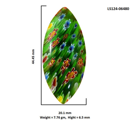 Millefiori Murano Glass 20.1x44.45x6.5 mm Marquise Shape Polished Gemstone LS124-06480