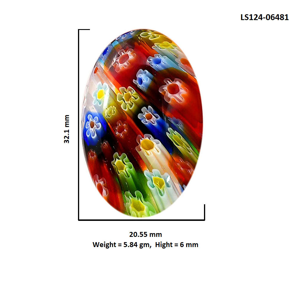 Millefiori Murano Glass 20.55x32.1x6 mm Oval Shape Polished Gemstone LS124-06481
