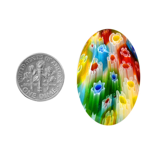 Millefiori Murano Glass 23x36x6 mm Oval Shape Polished Gemstone LS124-06482