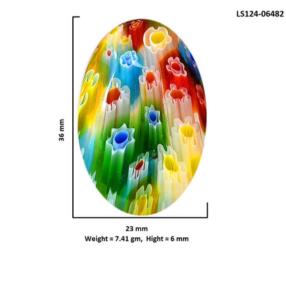 Millefiori Murano Glass 23x36x6 mm Oval Shape Polished Gemstone LS124-06482
