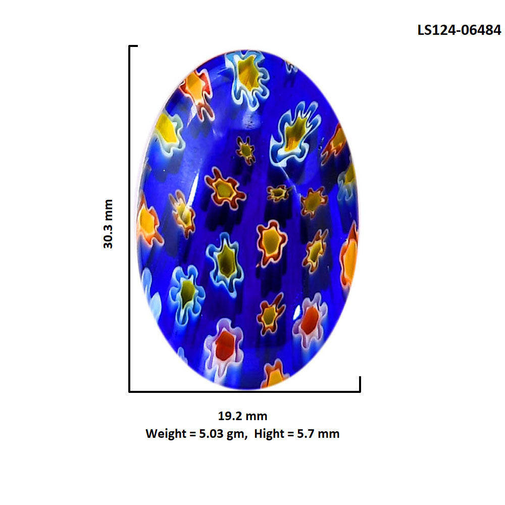 Millefiori Murano Glass 19.2x30.3x5.7 mm Oval Shape Polished Gemstone LS124-06484