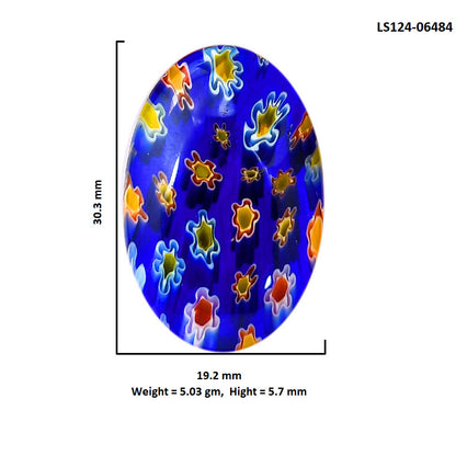Millefiori Murano Glass 19.2x30.3x5.7 mm Oval Shape Polished Gemstone LS124-06484